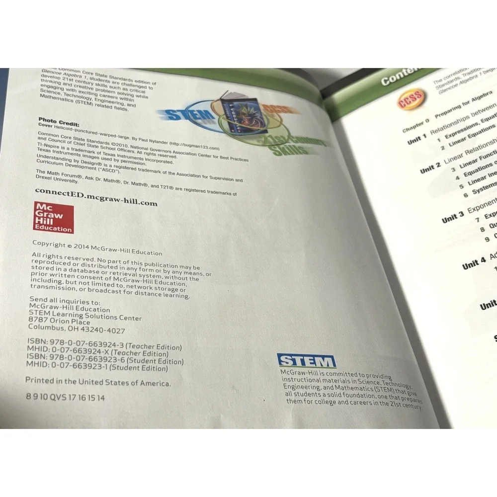 Glencoe Algebra 1 Common Core Teacher Edition Hardcover McGraw Hill 2014 TE